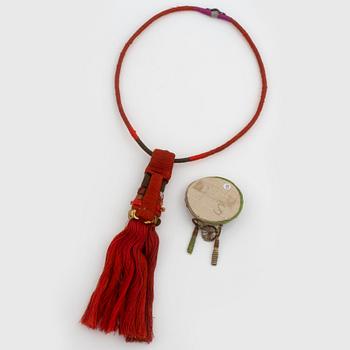 Sonja Hahn-Ekberg, two textile works, a necklace and a brooch, Sweden 1960's.