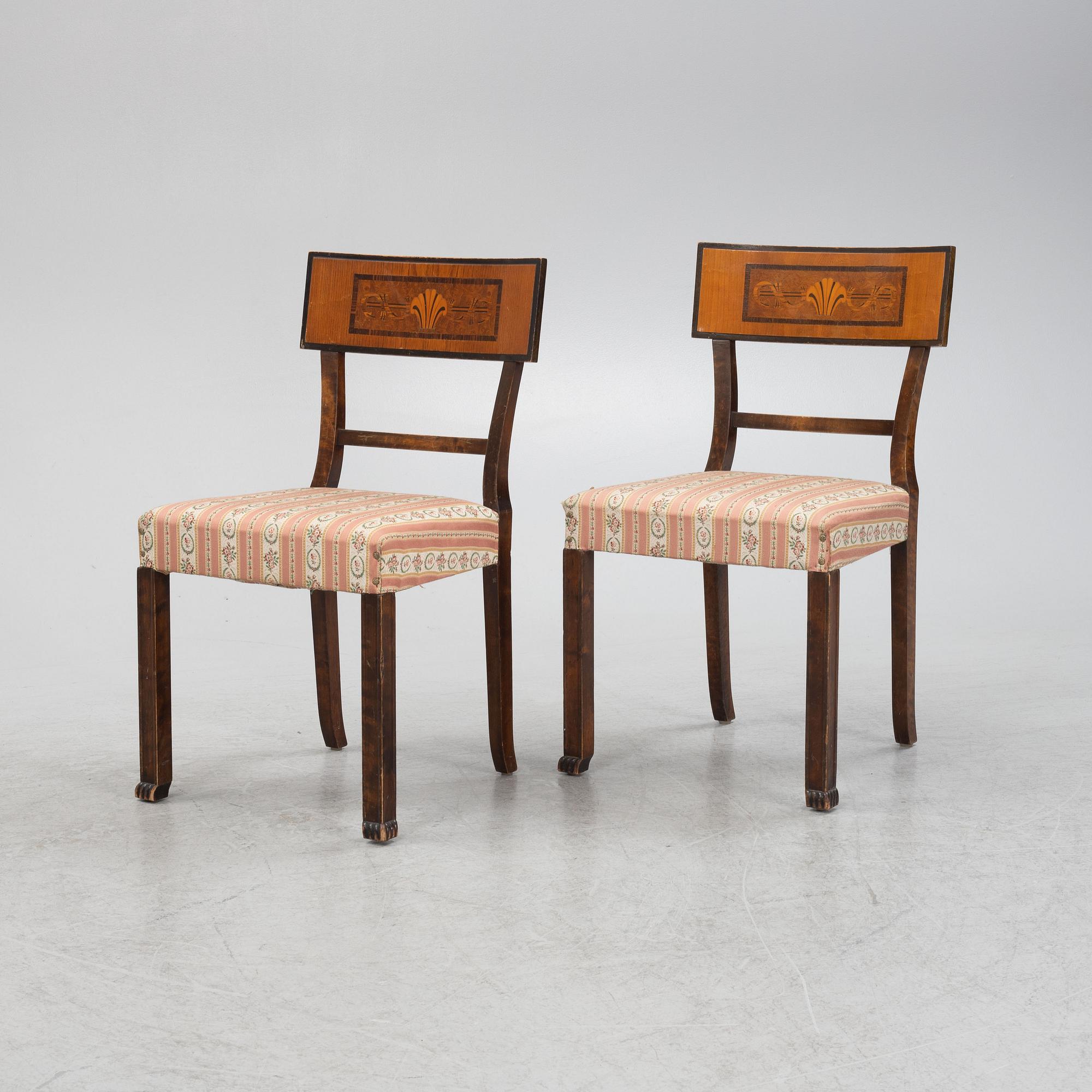 A pair of Swedish Grace chairs, 1920's/30's.