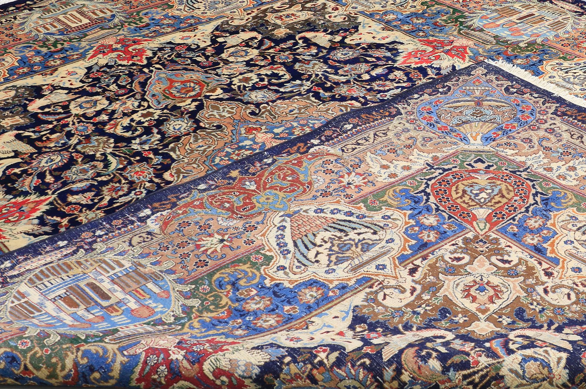 A carpet, Figural Kashmar, ca 407 x 305 cm.