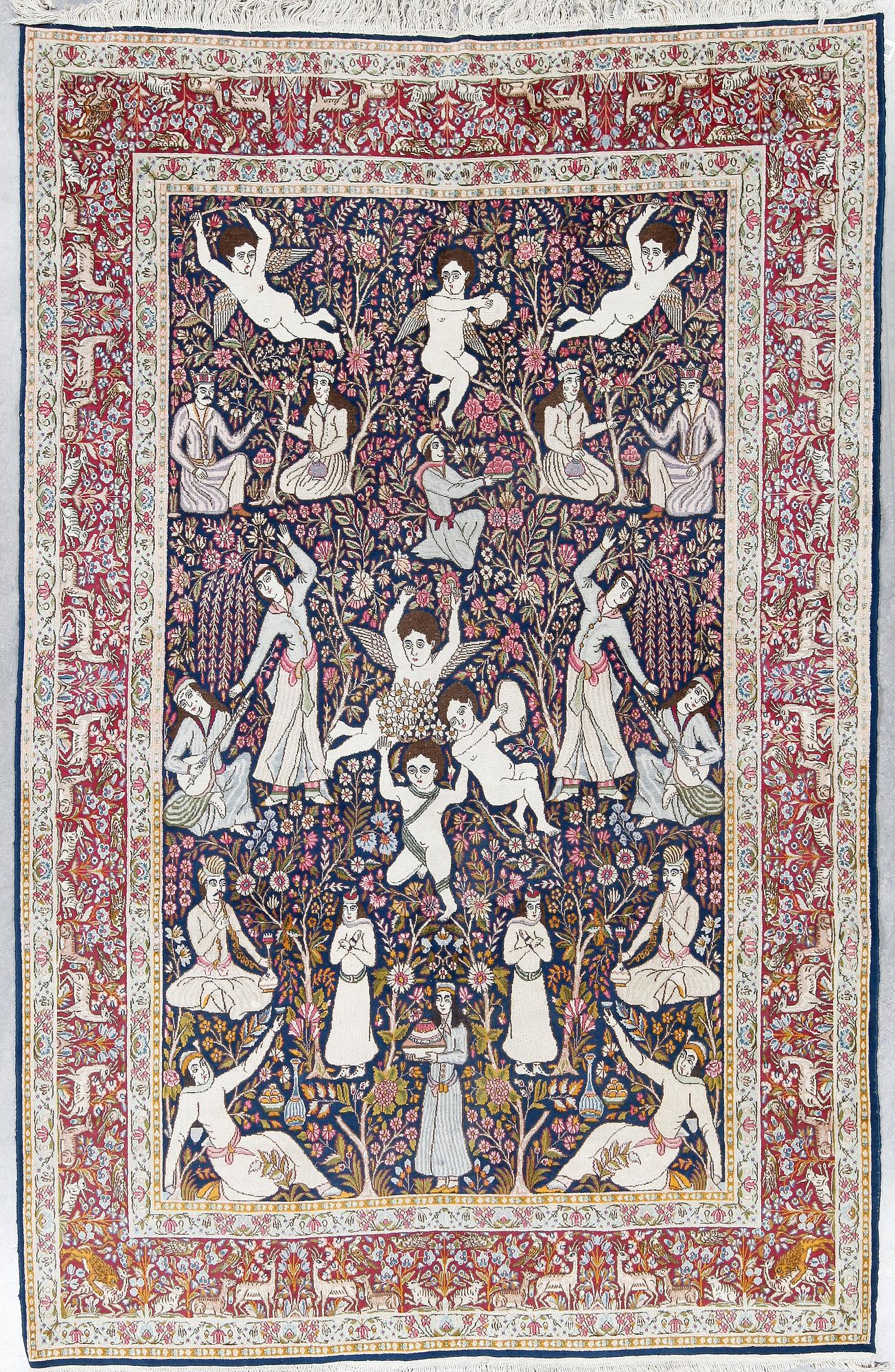 MATTA, old figural Kirman, ca 321x212 cm.