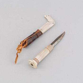 Anders Fankki, a Sami reindeer horn knife, signed AF.