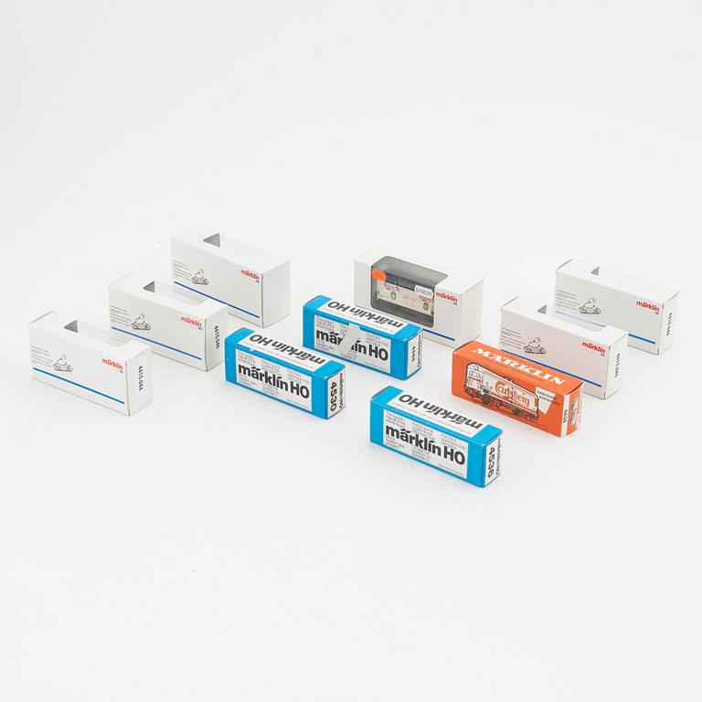 Märklin, ten freight and tank cars, gauge H0, in boxes.