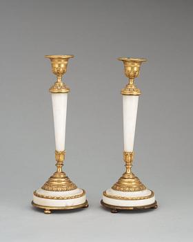 A pair of Louis XVI late 18th century candlesticks.