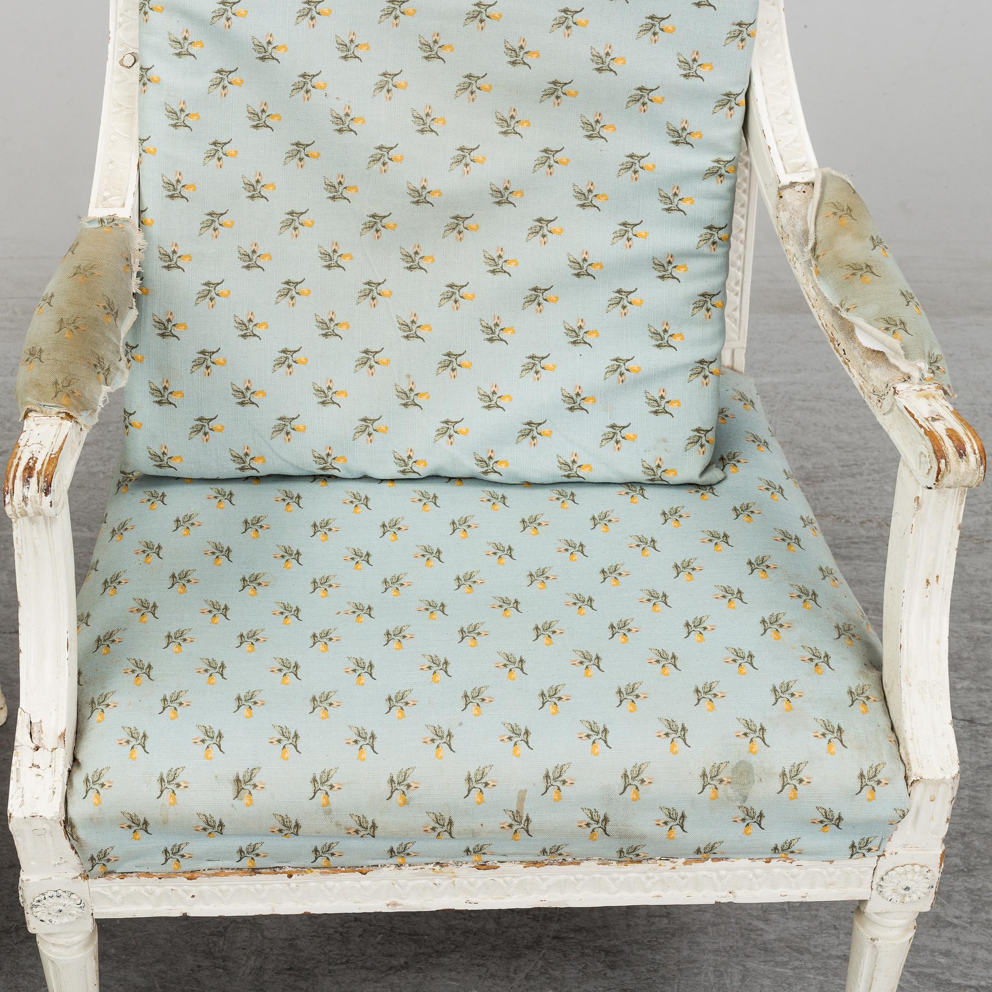 A pair of late 18th century Gustavian armchairs, Stockholm.