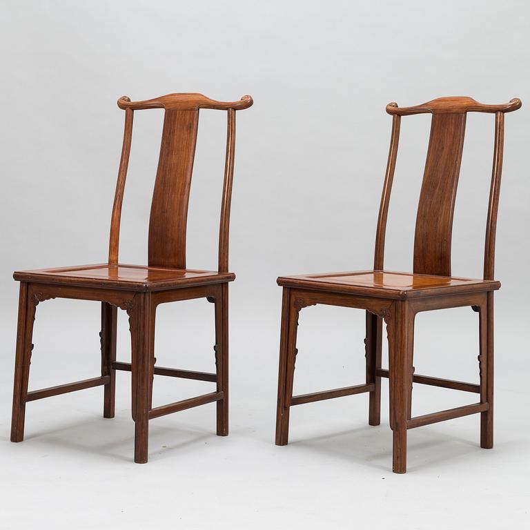 A pair of  20th Century hardwood Chinese 'Hat Chairs'.
