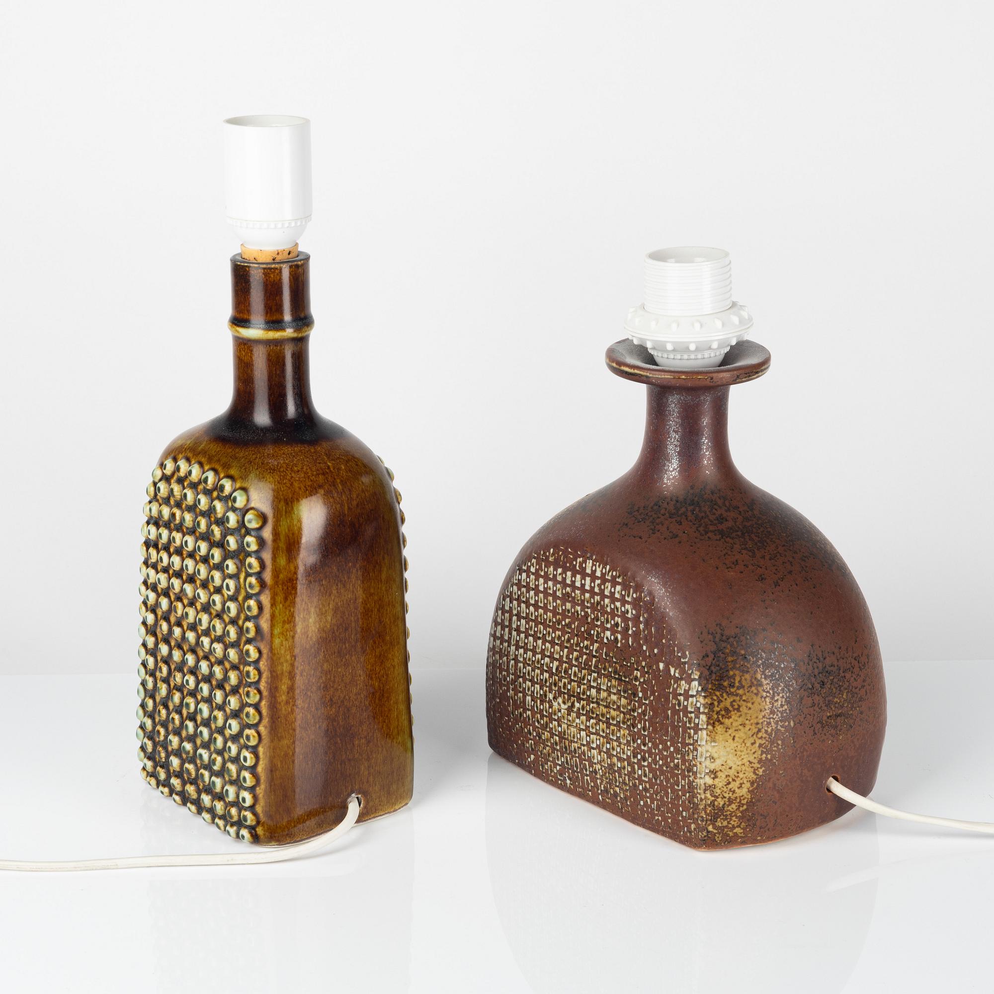 Stig Lindberg, bordslampor, 2 st, Gustavsberg Studio, 1974.