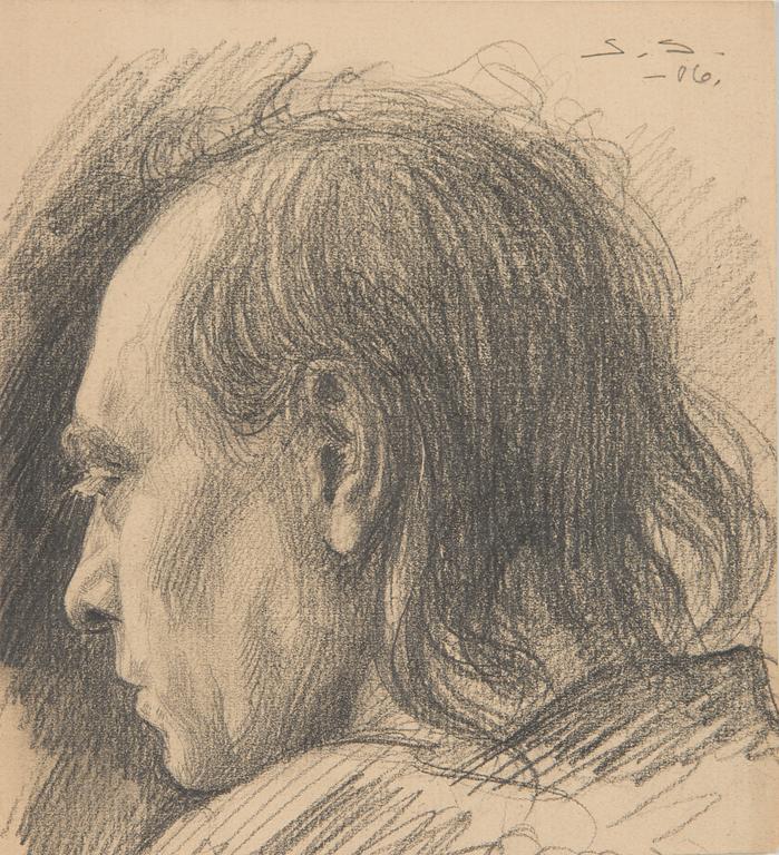 Santeri Salokivi, Teckningar, 5 st, Mansporträtt och Landskap.