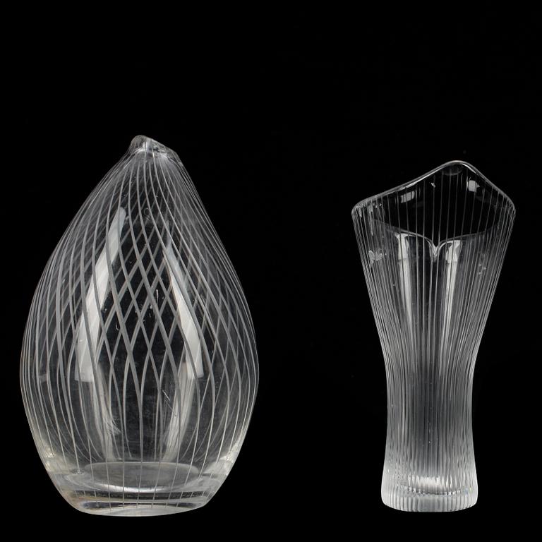 VASER, 2 st, glas, Tapio Wirkkala, Iittala, sign.