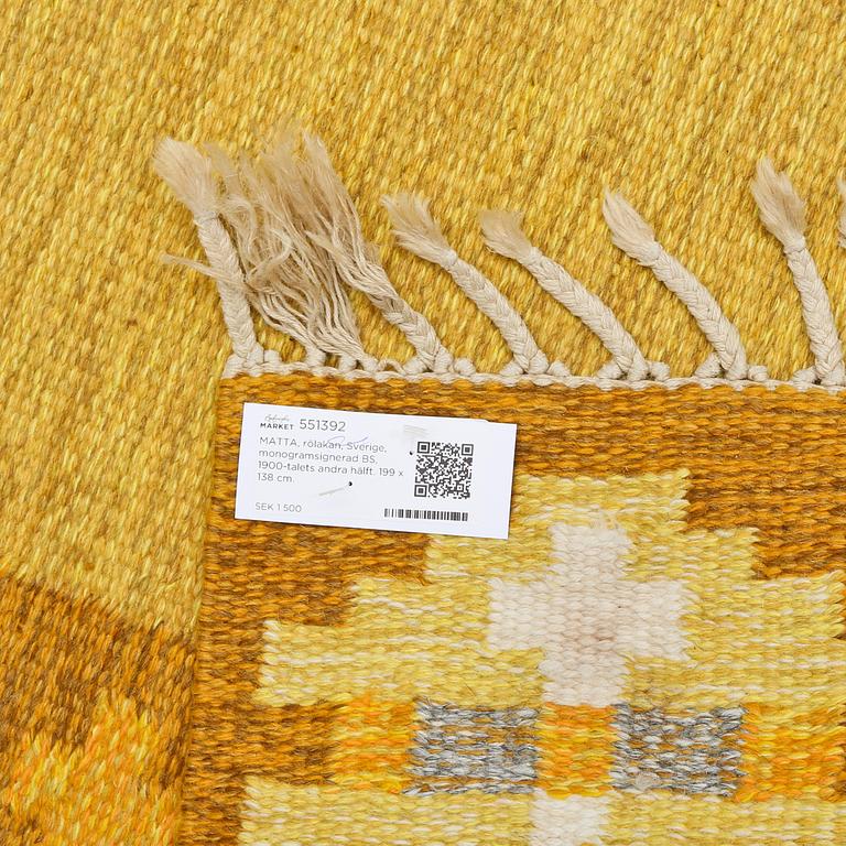 MATTA, rölakan, Sverige, monogramsignerad BS, 1900-talets andra hälft. 199 x 138 cm.