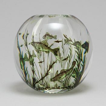 EDWARD HALD, a 'Fiskgraal' glass vase from Orrefors, signed.