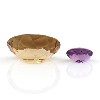 ÄDELSTENAR, citrin ca 46,04 cts samt ametist ca 6,55 cts.