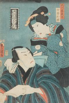Utagawa Kunisada (Toyokuni III), Japanilaiset puupiirrokset, 3 kpl.