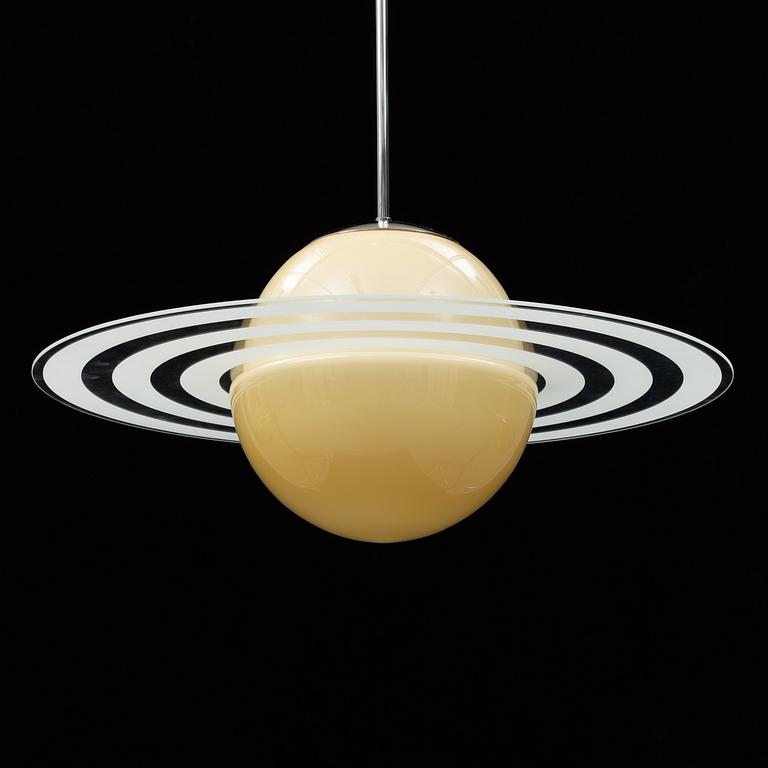 a 20th century ceiling lamp in the shape of Saturn.