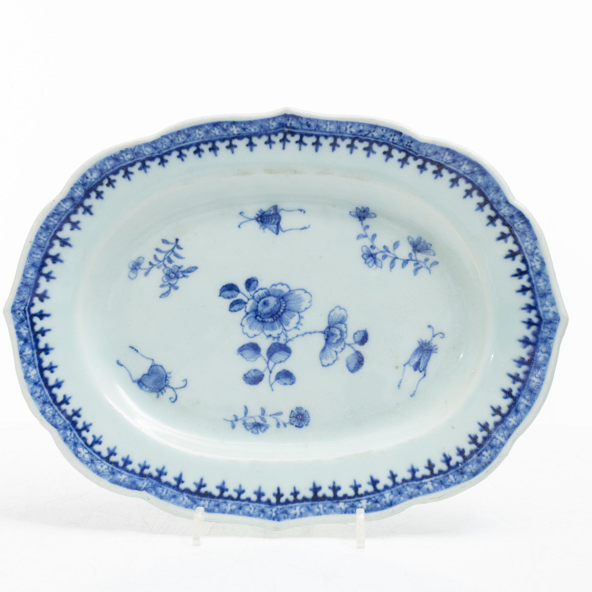 Four blue and white serving dishes, China, Qianlong (1736-95).