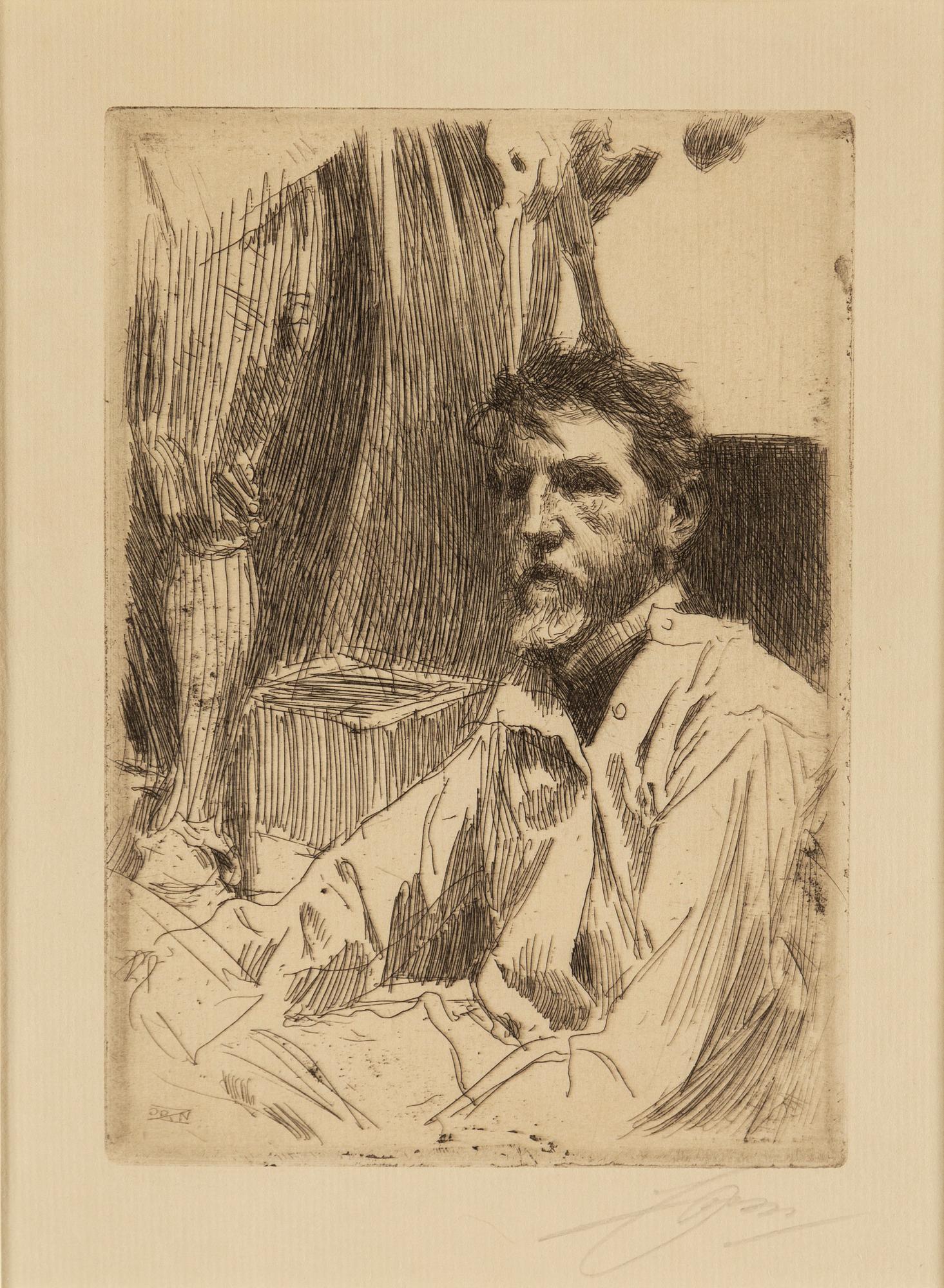 Anders Zorn, etsning, 1897, signerad med blyerts.