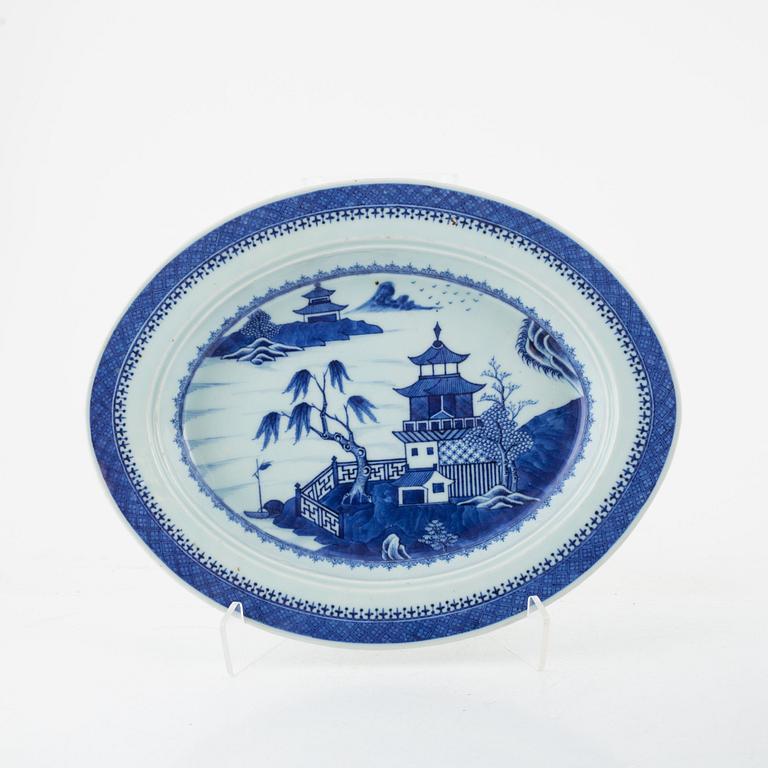 Three blue and white porcelain serving dishes, china, Jiaqing (1796-1820).