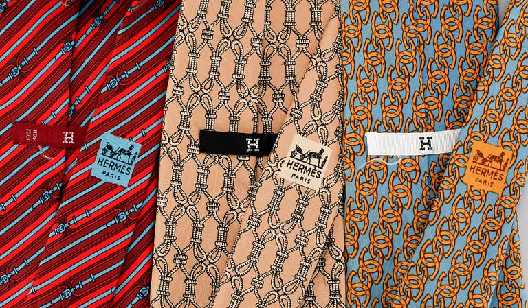 A set of three silk ties by Hermès.