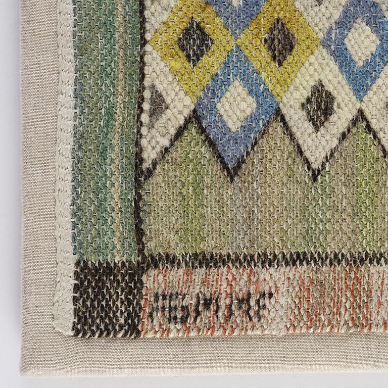 Märta Måås-Fjetterström, a 'Crocus' textile, c. 25 x 62 cm, signed AB MMF.