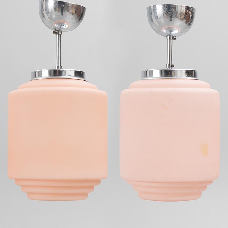 Ceiling lamps/pendants, a pair, 1930s/40s.