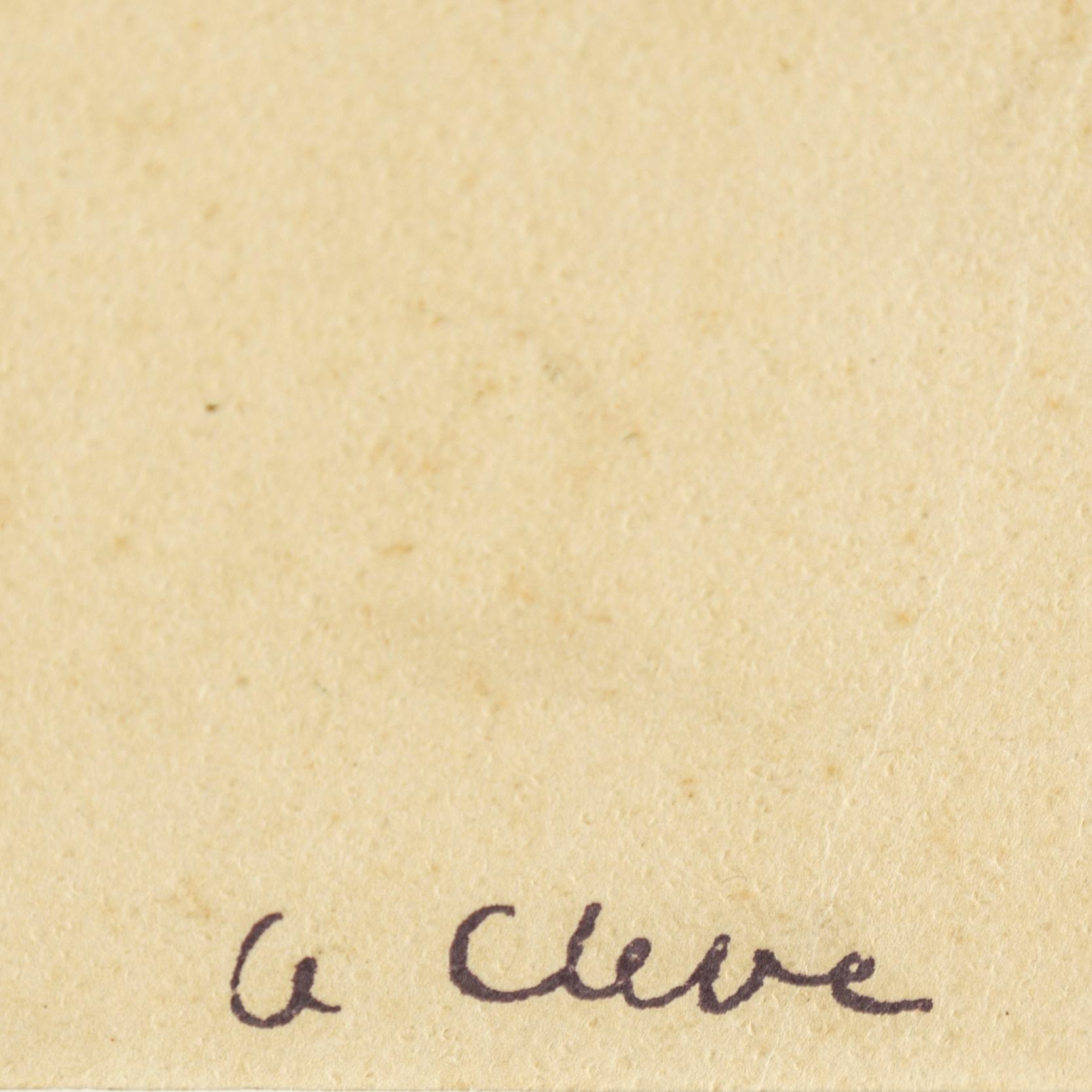 AGNES CLEVE, crayon on paper. Signed with stamp A Cleve.