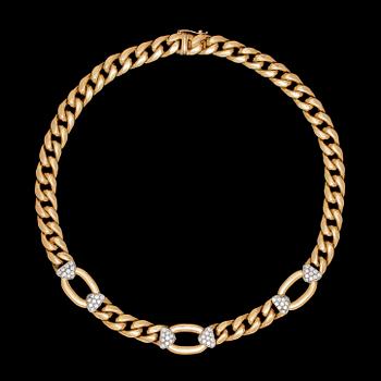 A brilliant cut diamond necklace, tot. app. 2 cts.