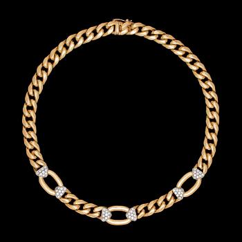 COLLIER, guld med briljantslipade diamanter, tot. ca 2 ct.