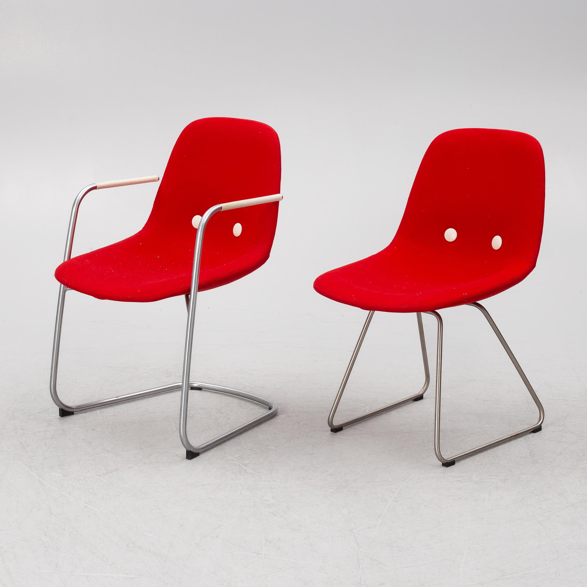 Chairs, 6 pcs, "Eyes"/"EJ 2", Johannes Foersom and Peter Hiort-Lorenzen, Erik Jørgensen, 2000s.