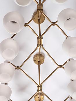 Hans Bergström, a rare and monumental ceiling lamp, ateljé Lyktan, Sweden, 1940-50s.