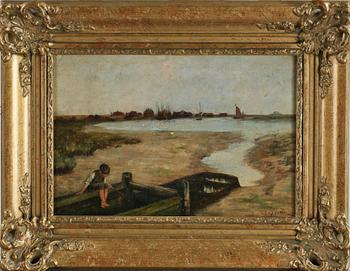 OKÄND KONSTNÄR, olja på duk, signerad, 1800-tal.