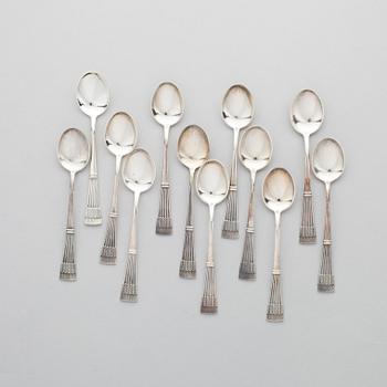 KAFFESKEDAR, 12 st, silver, "Tähkä" Mauno Honkanen, A. Tillander Helsnigfors 1973.