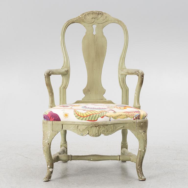 A Swedish rococo armchair, Stockholm, later part 18th century.