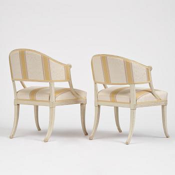 A matched pair of late Gustavian armchairs.