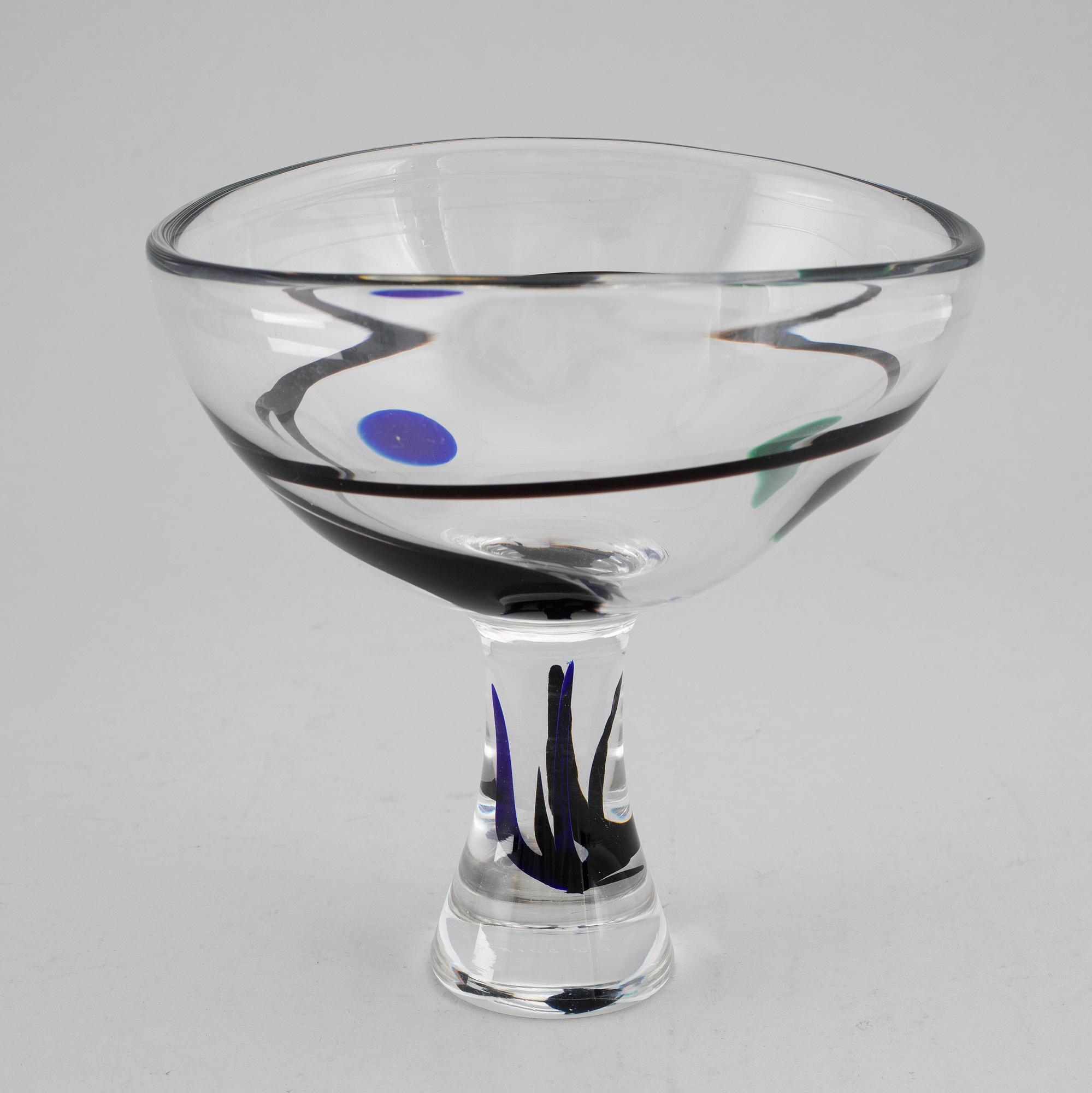 VICKE LINDSTRAND, a footed bow, glass, signed and numbered LV 2018, Kosta, Sweden.