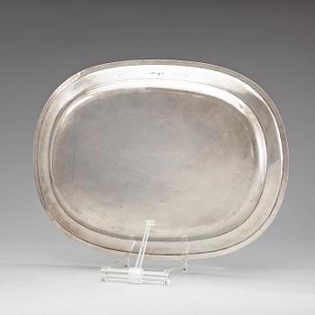 A Swedish 19th century silver dish/tray, marks of Johan Petter Grönvall, Stockholm 1823.