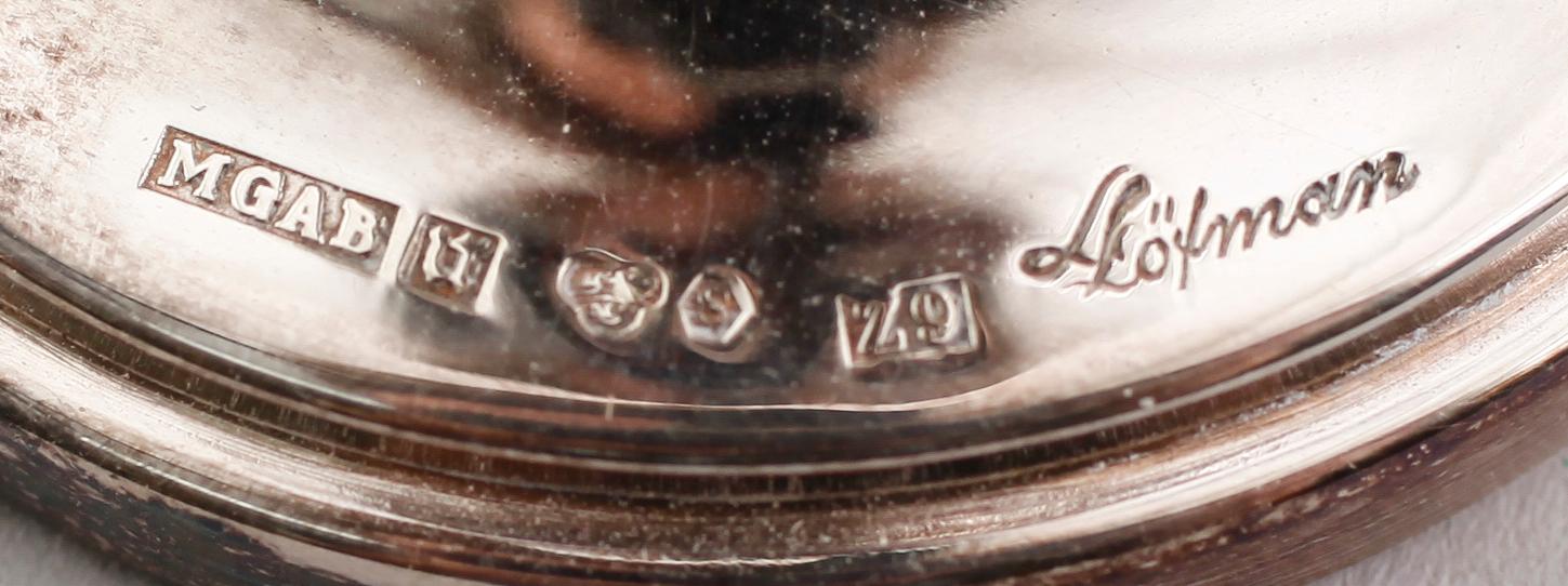 BÄGARE, 11 st, silver, Löfman, Stockholm 1974. Vikt ca 528 gram.