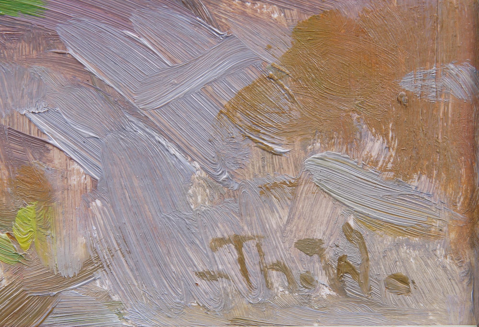 THURE WALLNER, olja på pannå. Sign.