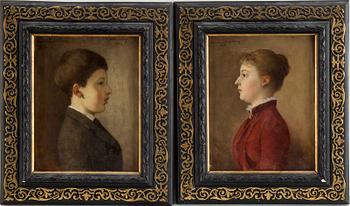 CHRISTINE SUNDBERG, Oil on panel, a pair, signed and dated 1883.