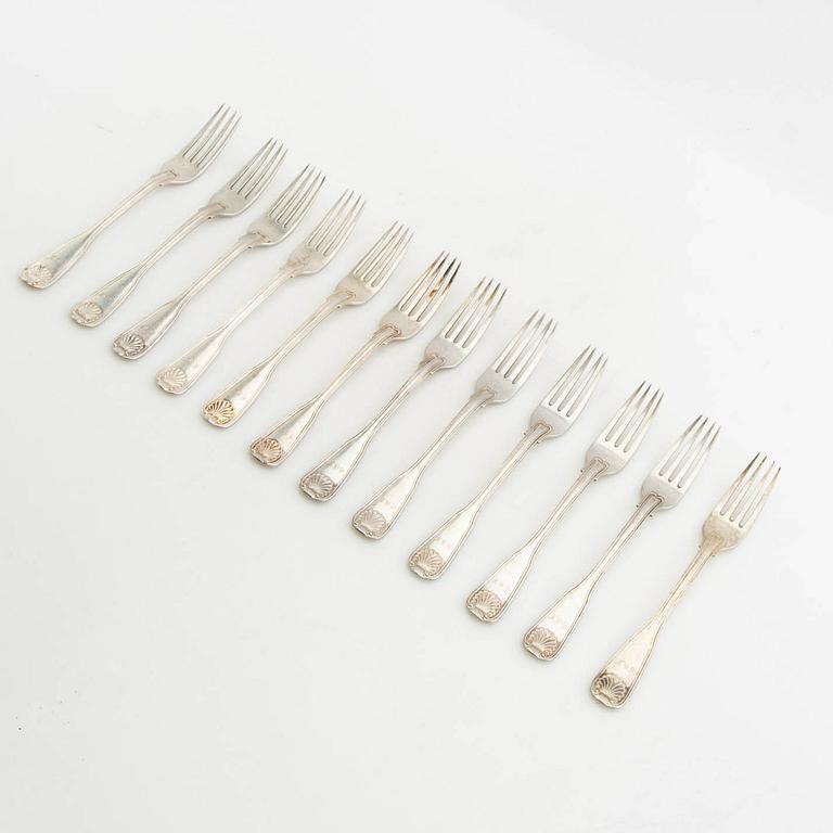 Twelve silver forks, I Sundström, Stockholm, 1916.