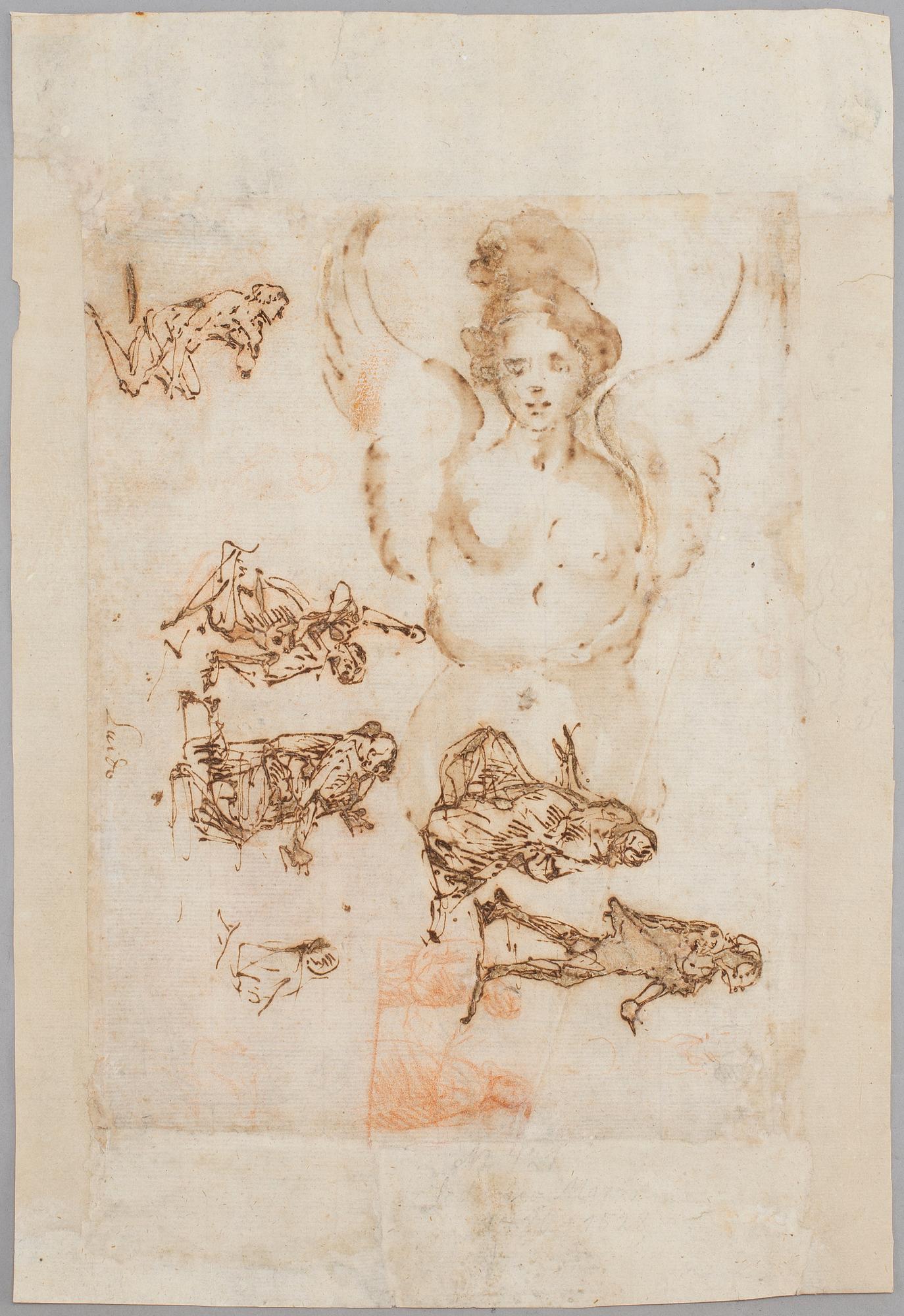 ITALIAN SCHOOL, first half 17th Century, attributed to Guido Reni (1585-1642), Brown ink, red chalk on paper.