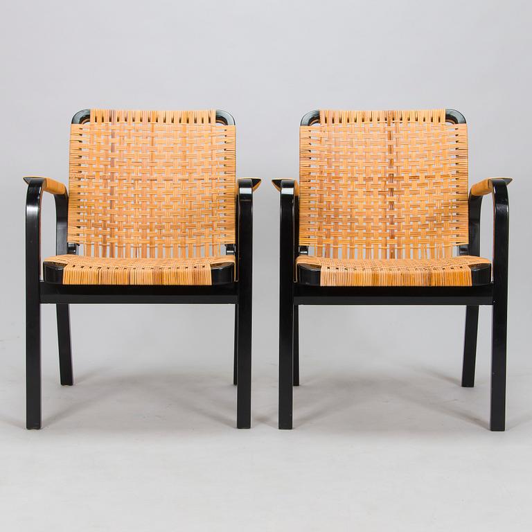 Alvar Aalto, karmstolar, 6 st, modell 45, för Artek 1970-tal.