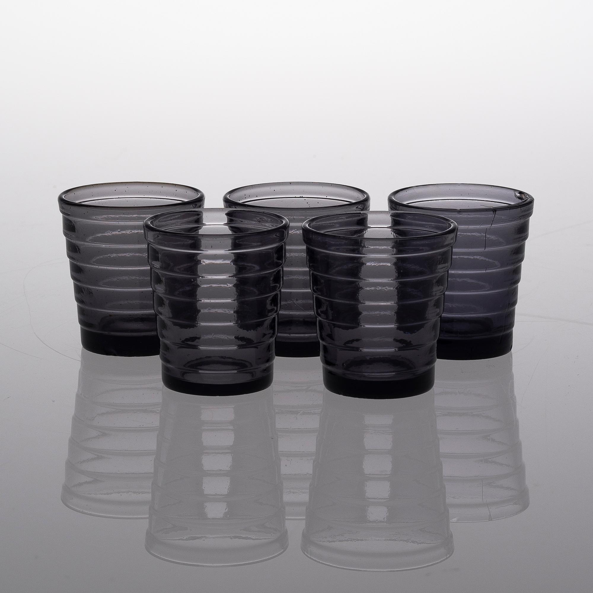 AINO AALTO, 5 GLASSES, "Bölgeblick". Designed in 1932.