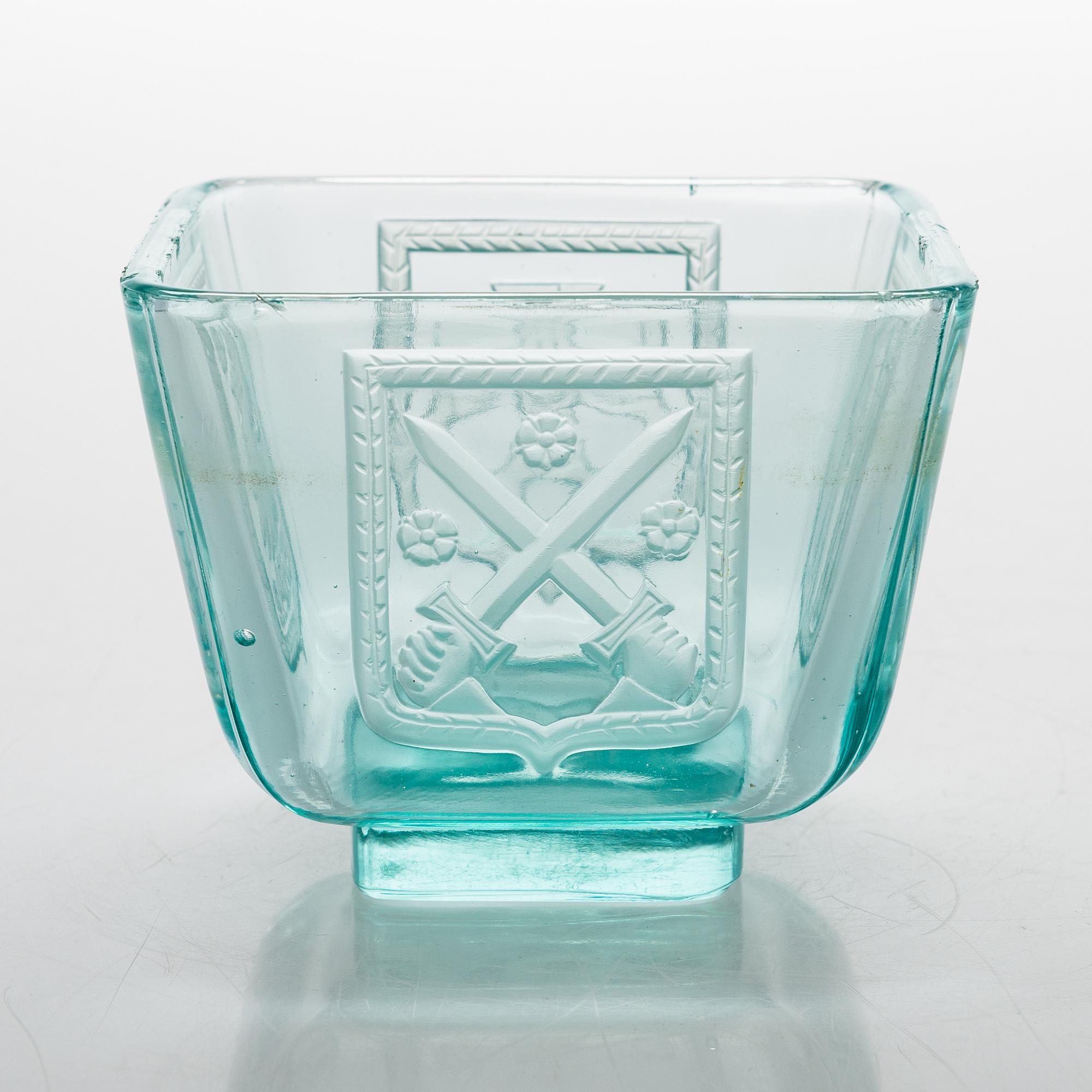 Antti Salmenlinna, malja, "Mottimalja" Riihimäen Lasi Oy 1940-luku.