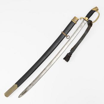 A Russian sabre, 1881 pattern, with scabbard.