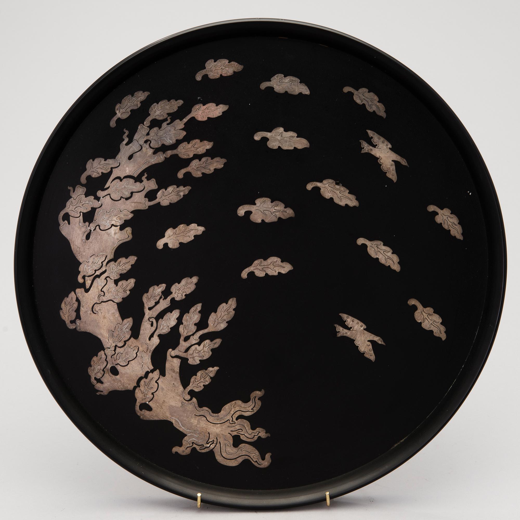 A Perstorp silver inlay, isolit tray, Sweden 1963.