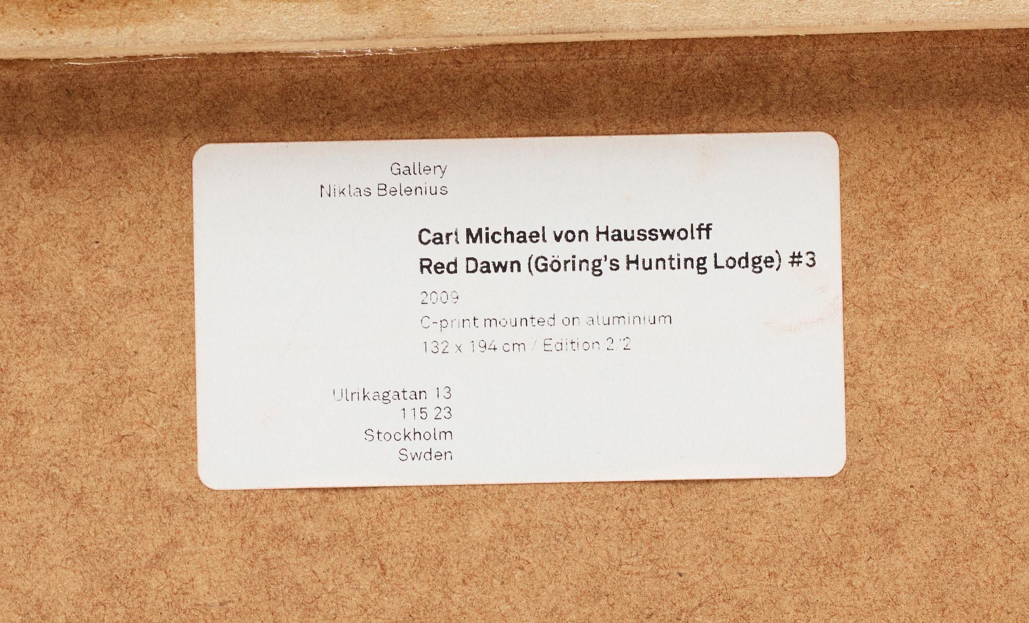 CARL MICHAEL VON HAUSSWOLFF, C-print mounted on aluminium. Edition 2/2.