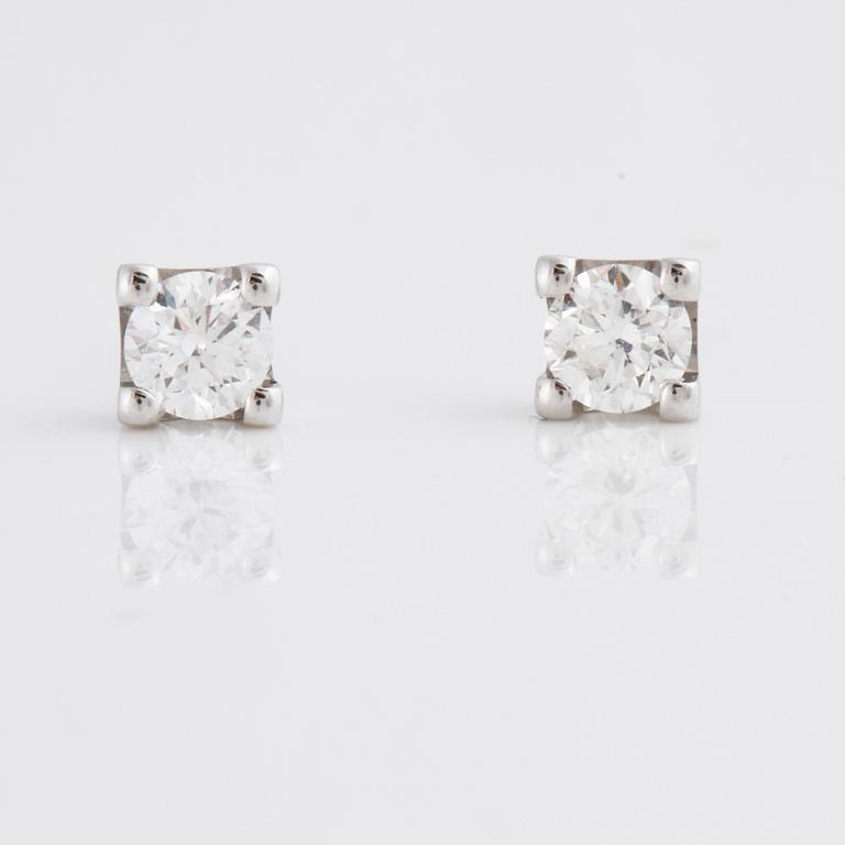 A pair of brilliant-cut diamond earrings. Total carat weight 0.48 cts.