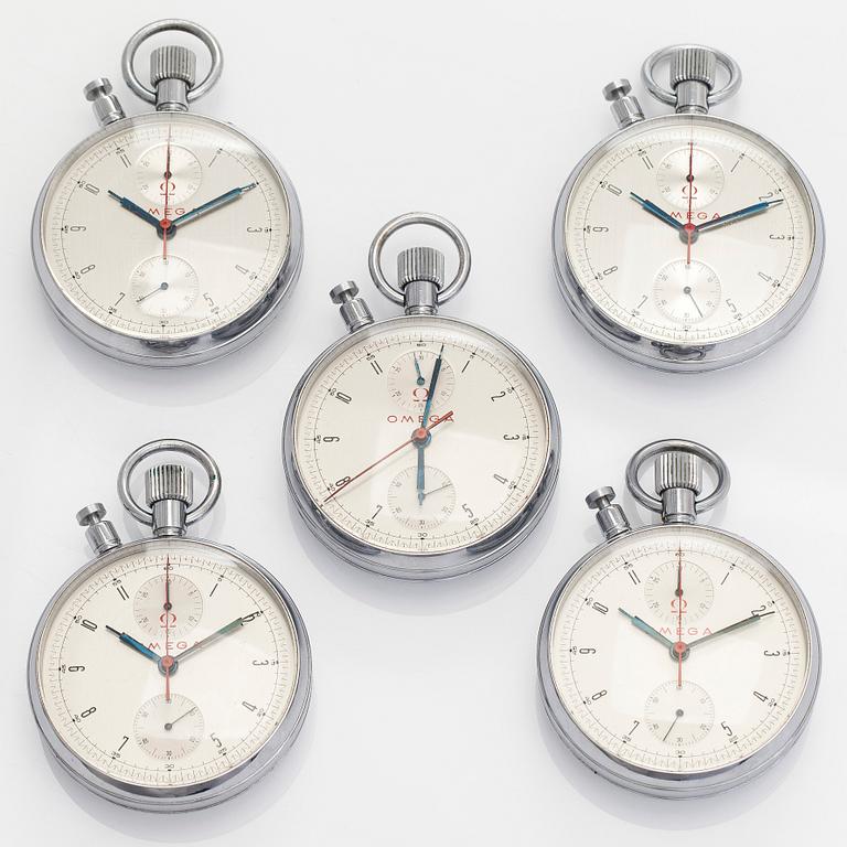 Omega, sekuntikelloja, 5 kpl, Rattrapante, kronografi, 65 mm.