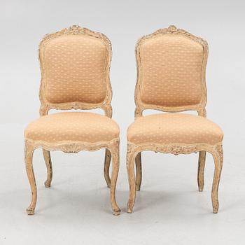 A matched pair of French Louis XV chairs, mid 18th Century.