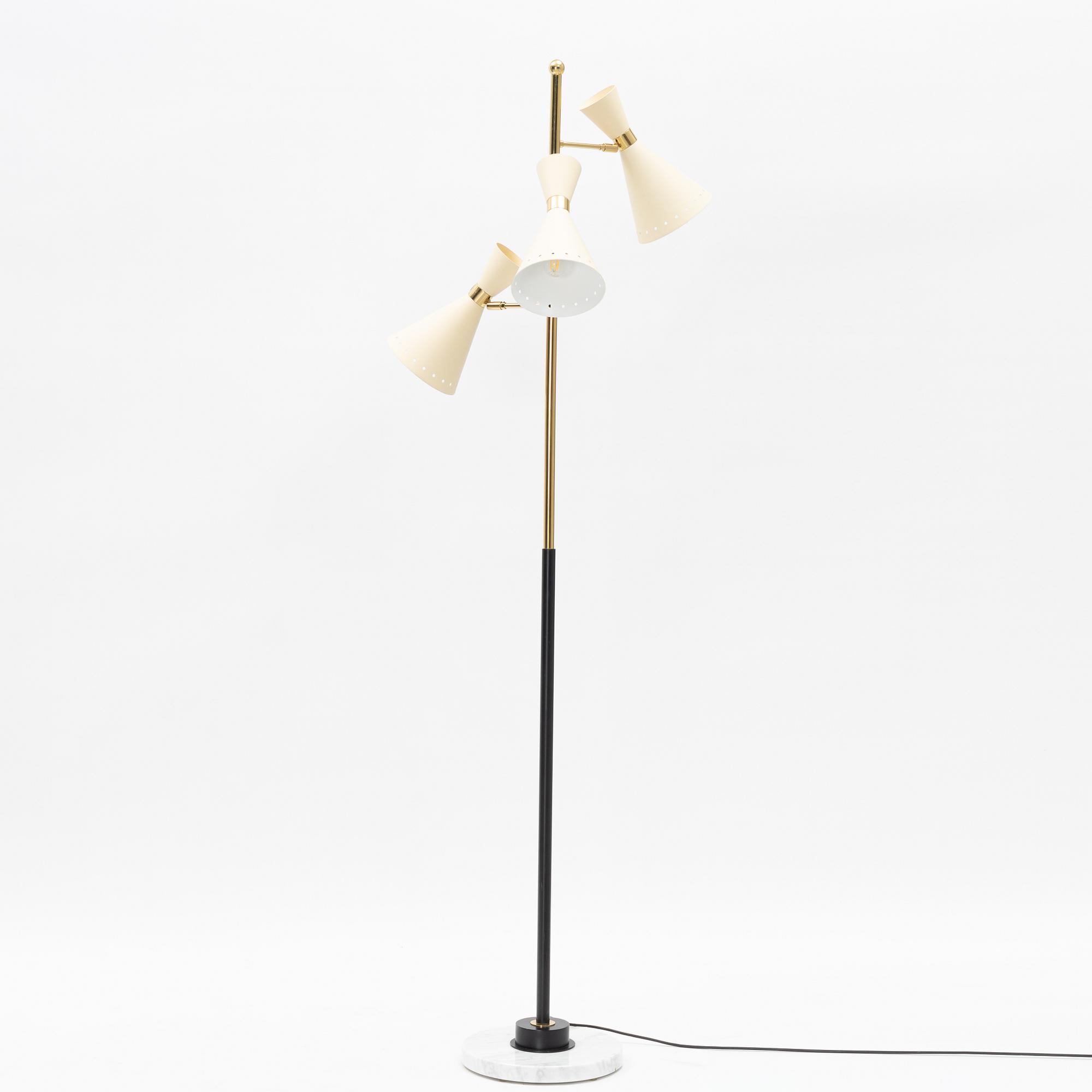 Stilnovo, a brass and marble floor lamp 'c20201, Italy, 2017.