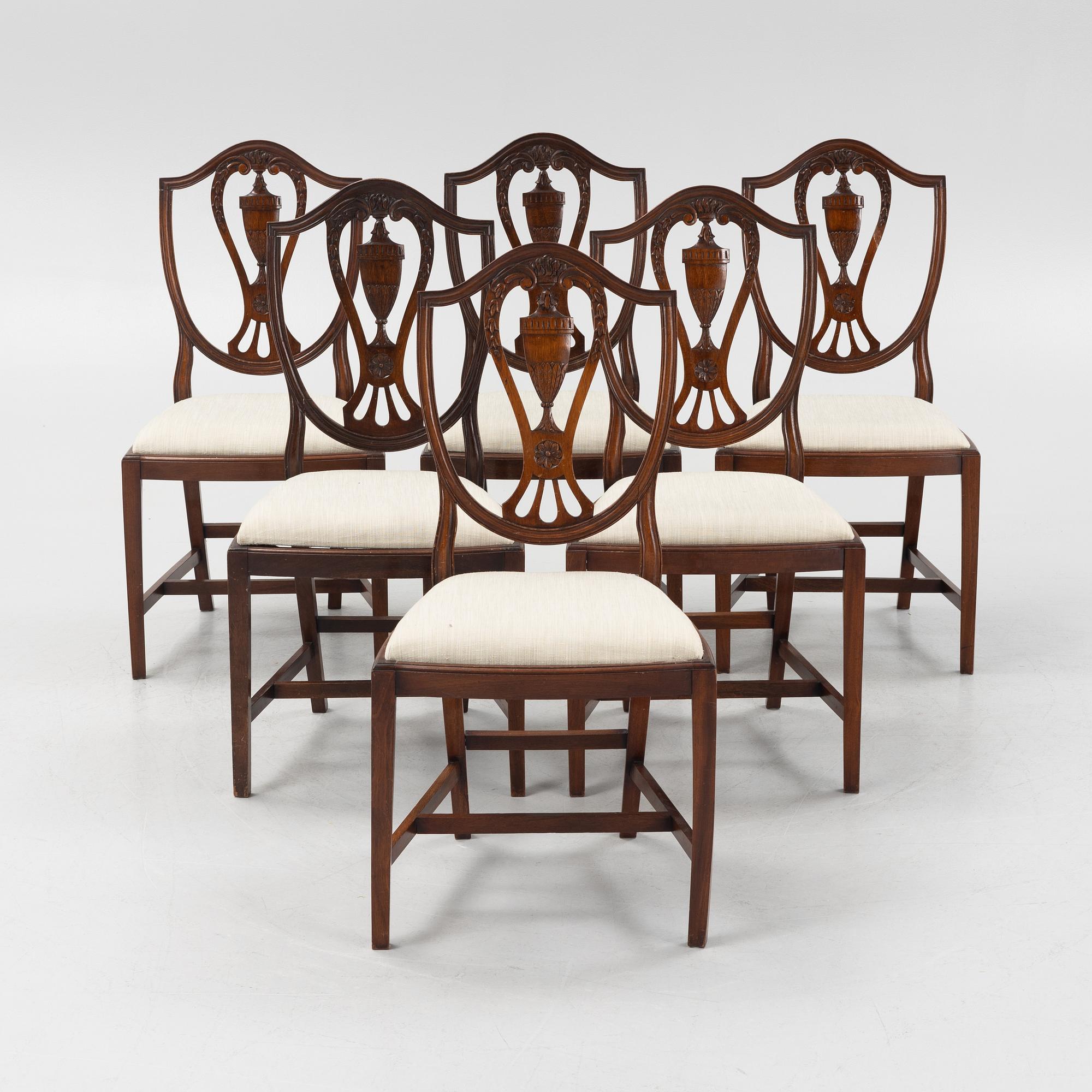 Stolar, 6 st, George III-stil, 1900-talets mitt.